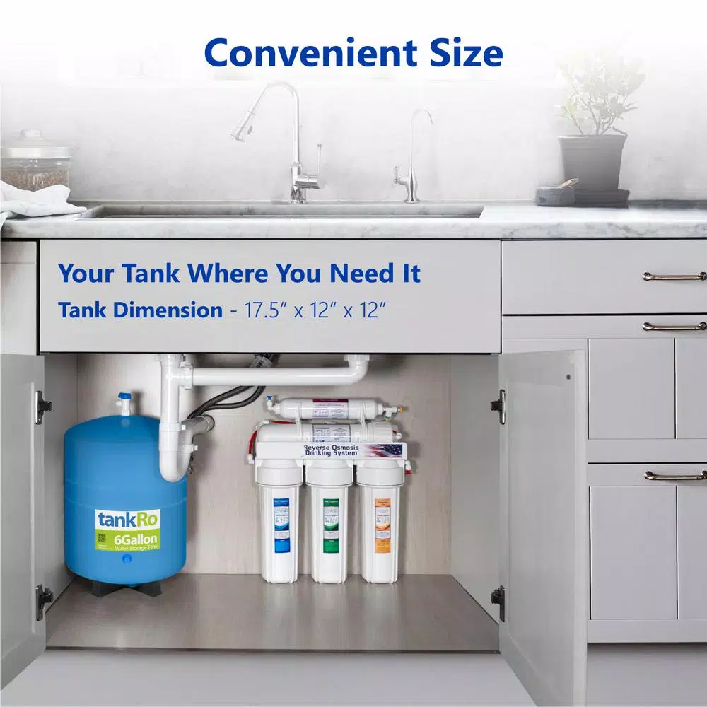 Water Filter Parts Express Water TankRO β RO Water Filtration System Expansion Tank β 6 Gallon Water Capacity β Reverse Osmosis Storage Pressure Tank - Image 2