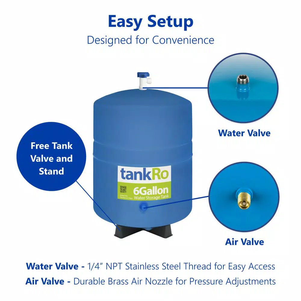 Water Filter Parts Express Water TankRO β RO Water Filtration System Expansion Tank β 6 Gallon Water Capacity β Reverse Osmosis Storage Pressure Tank - Image 5