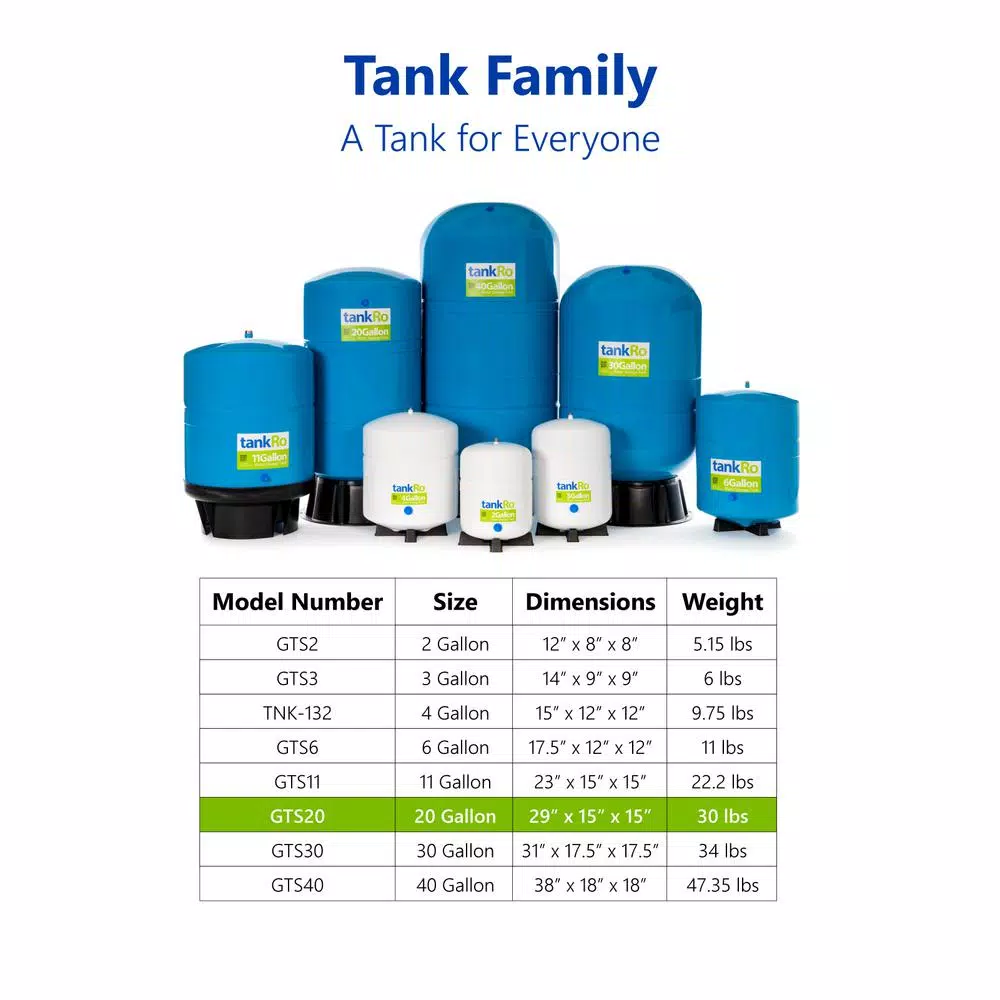Water Filter Parts Express Water TankRO β RO Water Filtration System Expansion Tank β 20 Gallon Water Capacity β Reverse Osmosis Storage Pressure Tank - Image 6