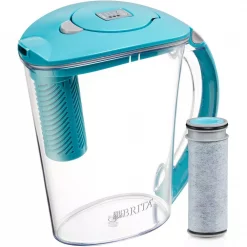 Water Filter Pitchers Brita Stream Rapids 10-Cup Filter As You Pour Water Pitcher In Lake Blue With Water Filter, BPA Free