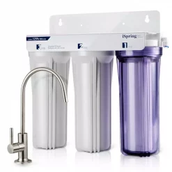 Water Filtration Systems ISPRING 3-Stage Under Sink High Capacity Tankless Drinking Water Filtration System-Includes Sediment 2x Cto Carbon Block Filters