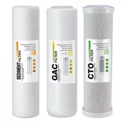 Water Filtration Systems ISPRING F3US Reverse Osmosis RO System 6-Month Supply Replacement Filter Cartridges Pack Of 3 Filters, Sediment, CTO And GAC Ea.