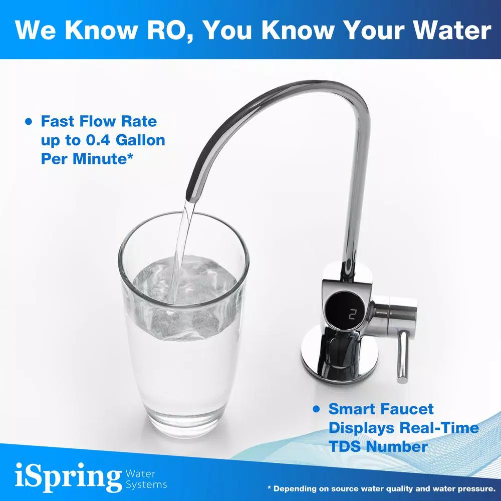 Water Filtration Systems ISPRING Tankless Reverse Osmosis Water Filtration System, Smart Faucet, 2:1 Pure To Drain Ratio, 500 GPD - Image 7