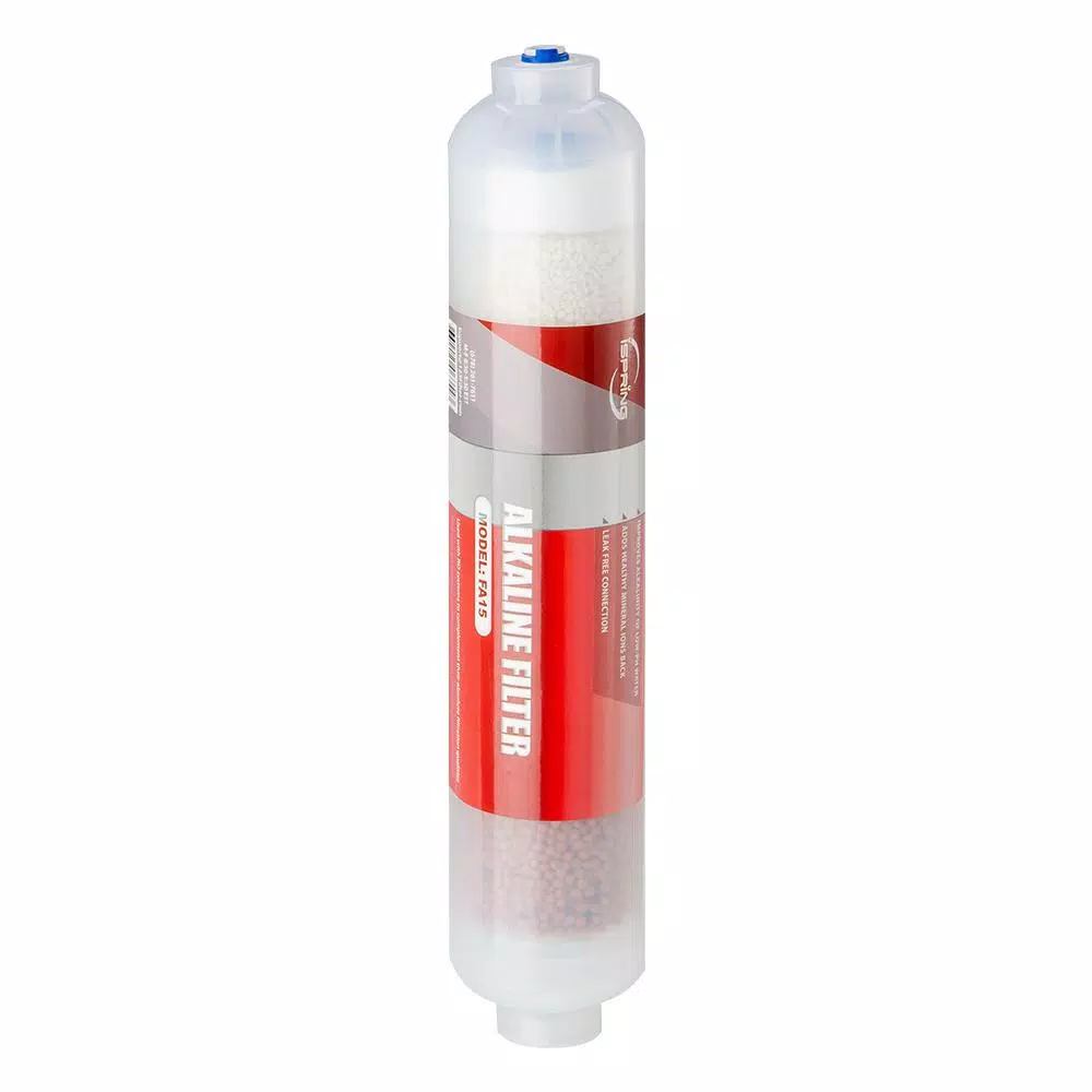 Water Filtration Systems ISPRING FA15 10 In. Inline 3-Layer Alkaline Replacement Water Filter Cartridge With Mineral Balls, Calcite And Corosex