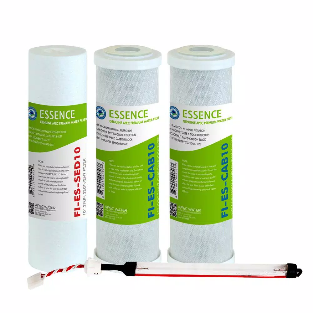 Replacement Water Filters APEC Water Systems Essence 10 In. Replacement Pre-Filter Set With UV Replacement Bulb For ROES-UV75