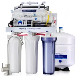 Water Filtration Systems ISPRING 6-Stage Under Sink Reverse Osmosis Drinking Water Filtration System With Booster Pump And UV Filter, 100GPD