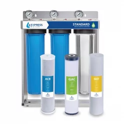 Water Filtration Systems Express Water Express Water 3 Stage Whole House Water Filtration System – SED, Charcoal, Carbon – Includes Pressure Gauges And More