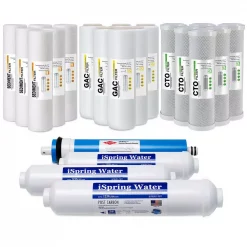 Water Filtration Systems ISPRING 5-Stage Reverse Osmosis 3-Year Replacement Water Filter Pack Set With 100 GPD RO Membrane Cartridge, 10 In. X 2.5 In.