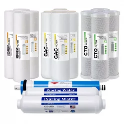 Water Filtration Systems ISPRING 5-Stage Reverse Osmosis 2-Year Replacement Water Filter Pack Set With 100 GPD RO Membrane Cartridge 10 In. X 2.5 In.