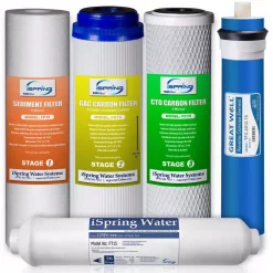 Water Filtration Systems ISPRING Universal 5-Stage Reverse Osmosis Complete Replacement Water Filter Cartridge Set