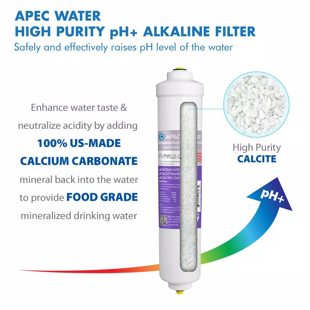 Replacement Water Filters APEC Water Systems Ultimate Series Reverse Osmosis 10 In. Calcium Carbonate Alkaline Filter With 3/8 In. Quick Connect - Image 2