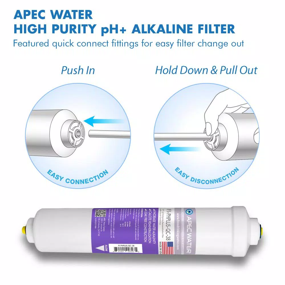 Replacement Water Filters APEC Water Systems Ultimate Series Reverse Osmosis 10 In. Calcium Carbonate Alkaline Filter With 3/8 In. Quick Connect - Image 3