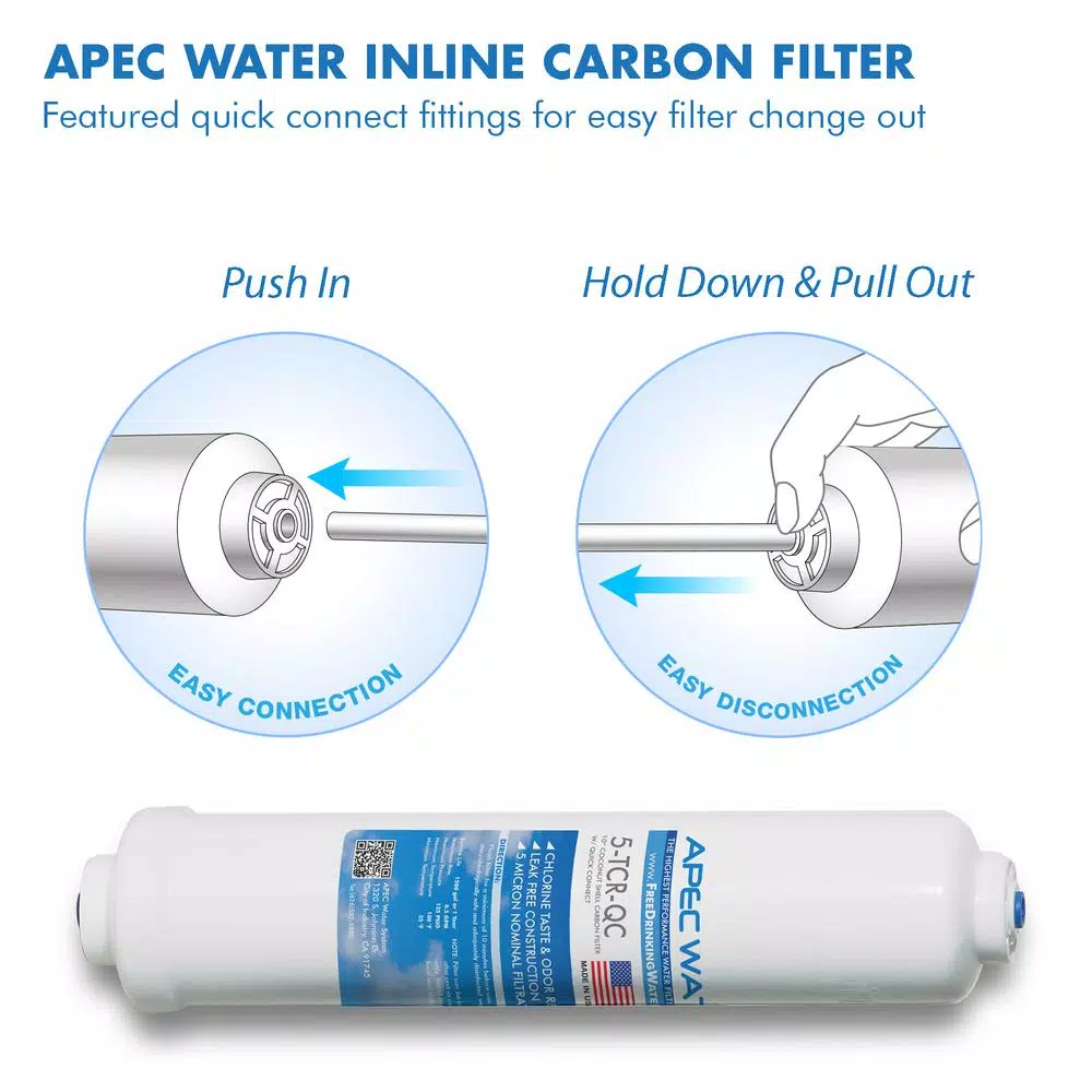 Replacement Water Filters APEC Water Systems Ultimate 10 In. Inline Carbon Filter With 1/4 In. Quick Connect - Image 3