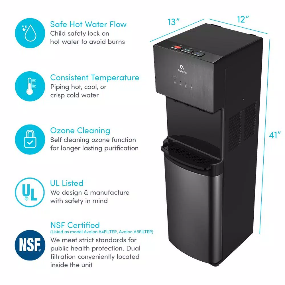 Water Dispensers Avalon A5BLK Self Cleaning Bottleless Water Cooler Dispenser, UL/NSF/Energy Star, Black Stainless Steel - Image 6