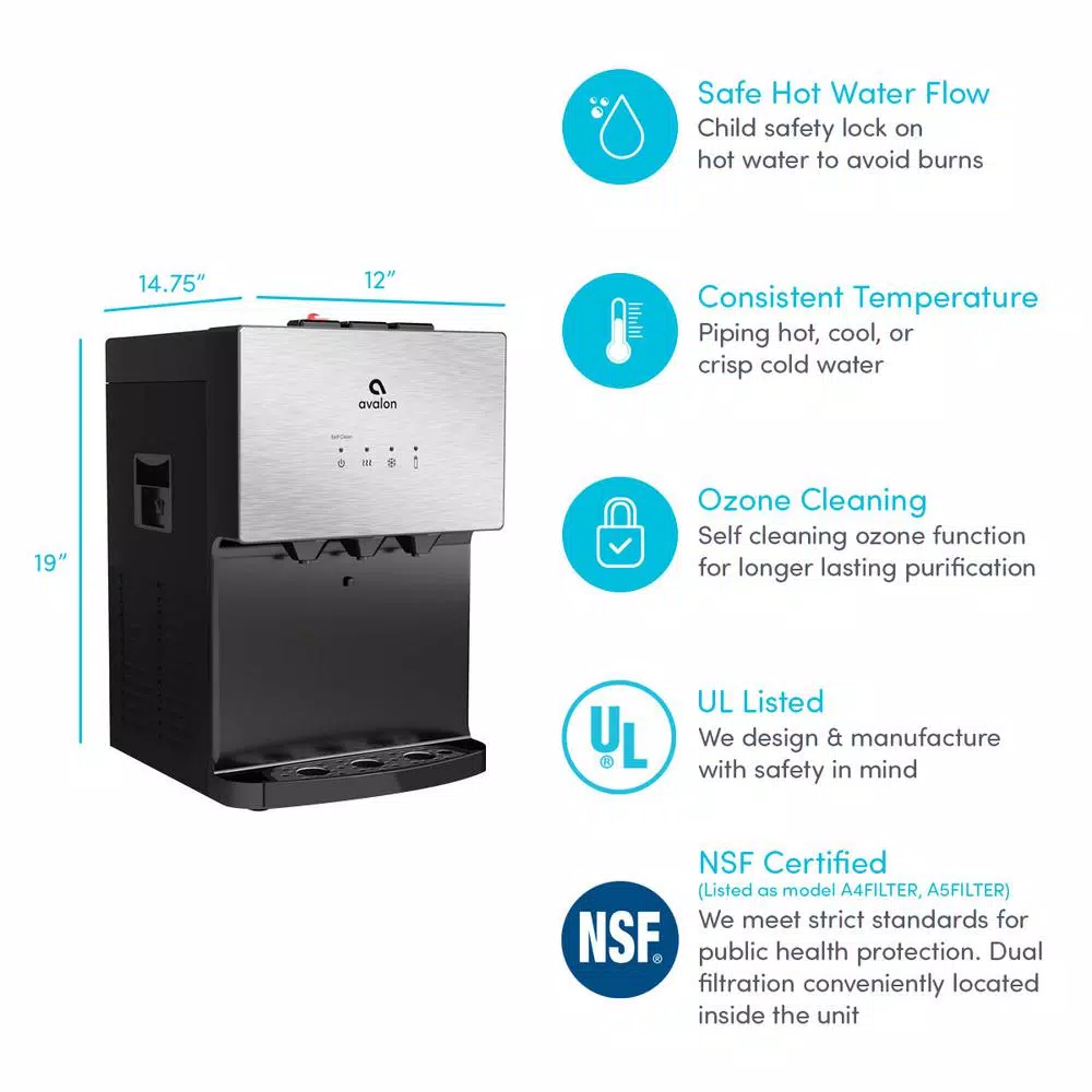 Water Dispensers Avalon A12 Countertop Bottleless Water Dispenser, 3 Temperatures, Self-Cleaning, Stainless Steel - Image 2